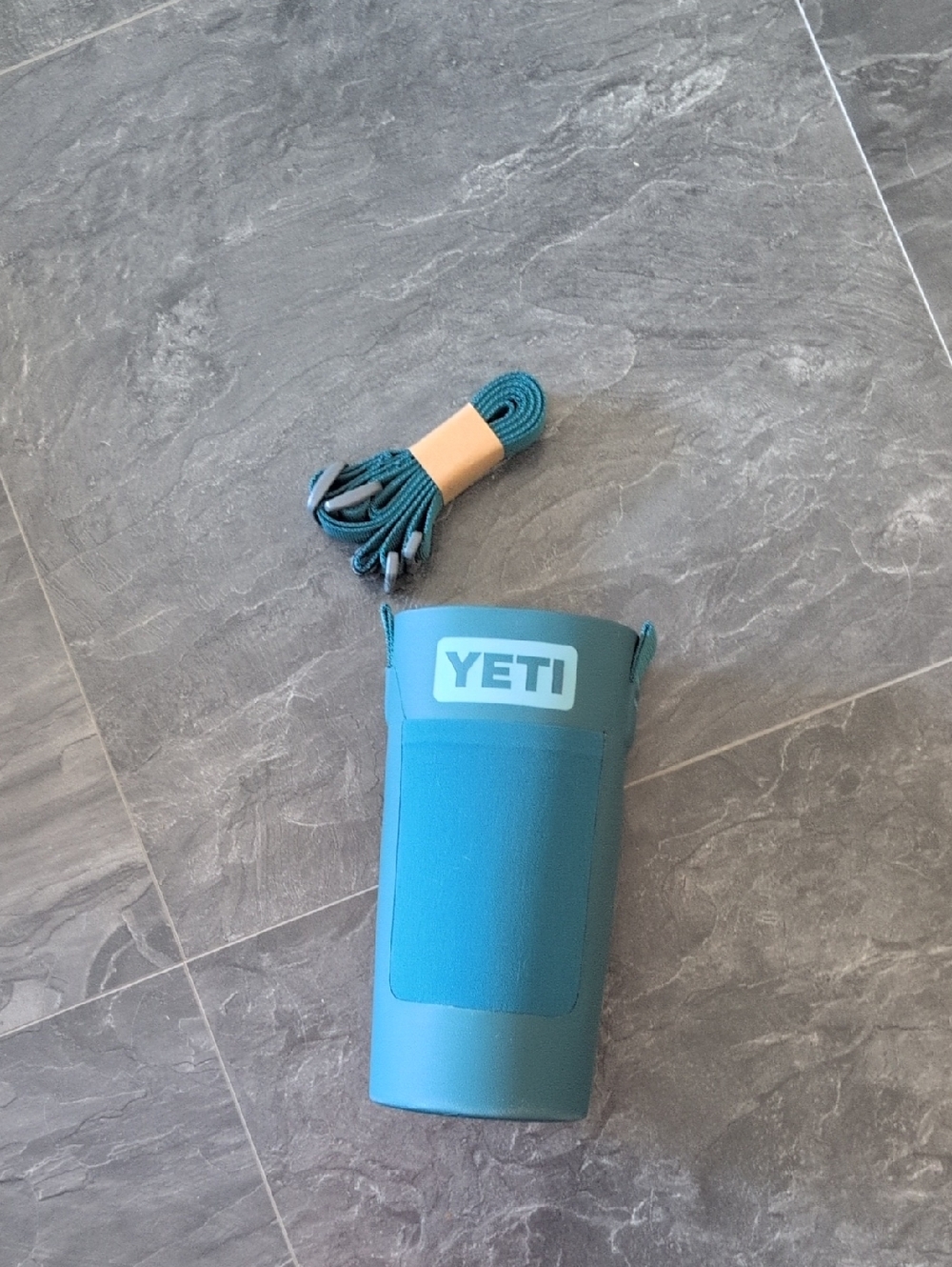 Yeti Teal Neoprene Tumbler Sleeve with Matching Strap